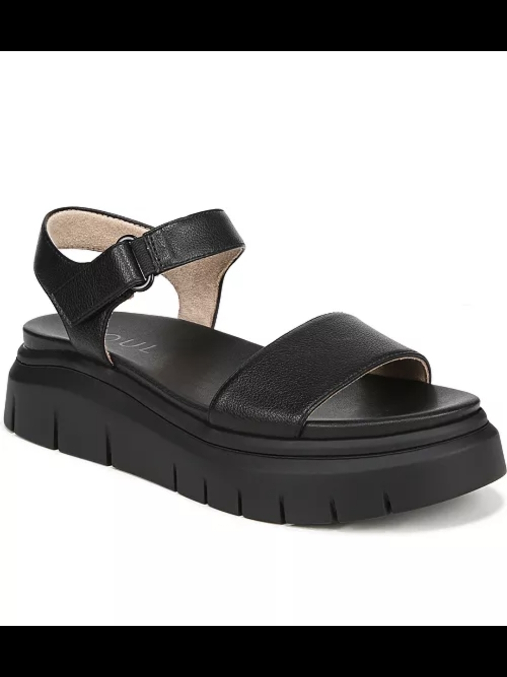 SOUL Naturalizer Poppy Black Chunky Platform Sandals with Ankle Strap - Picture 2 of 10